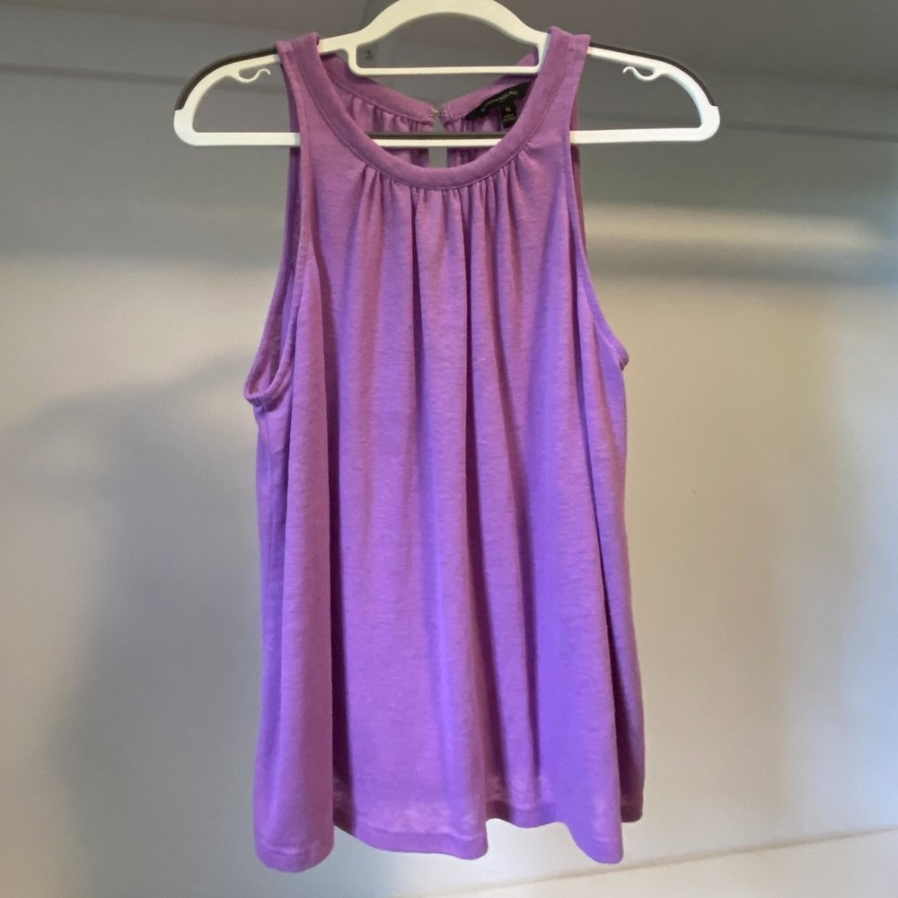Banana Republic Linen-Blend Racer Tank M Purple